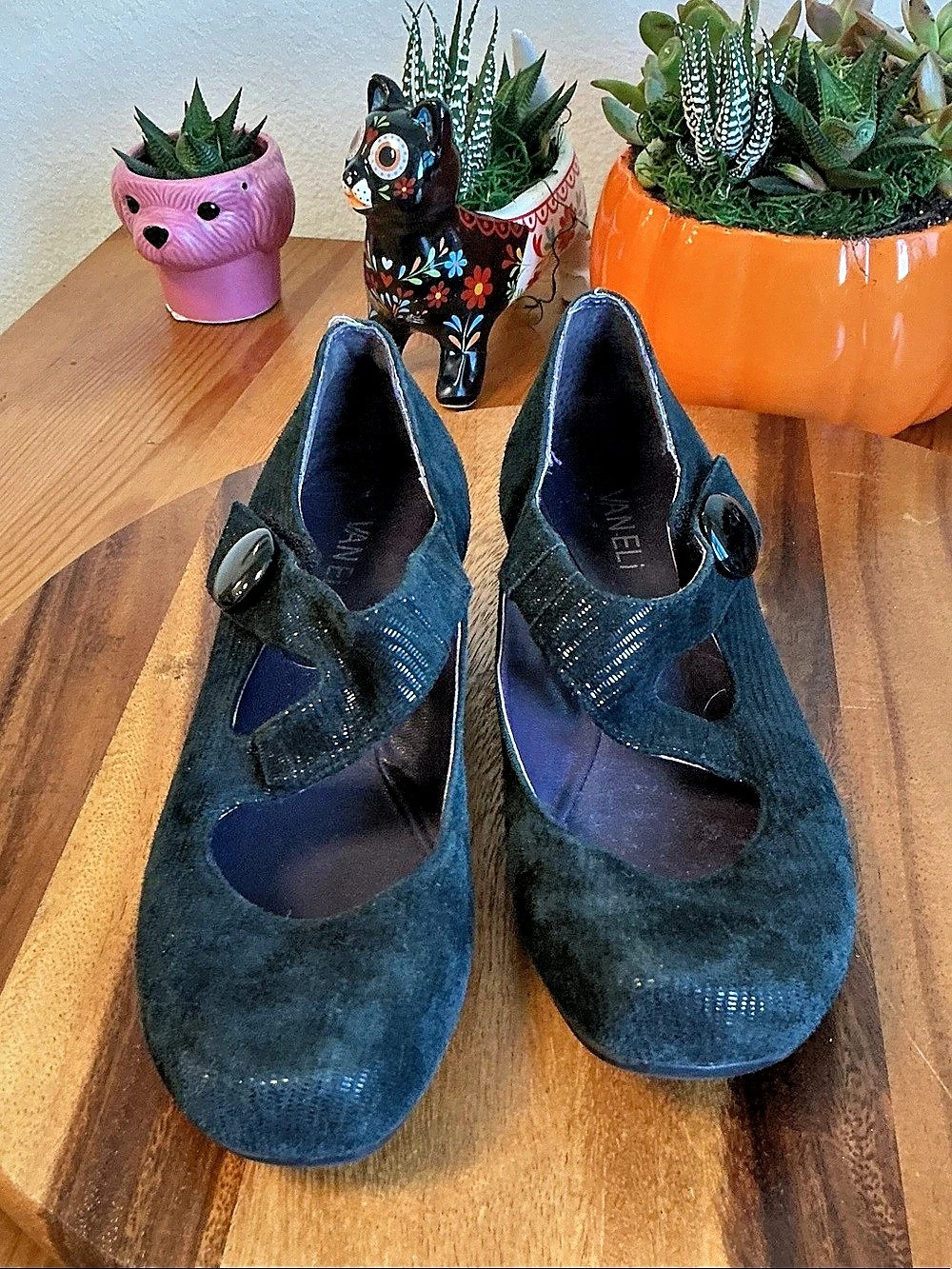 VANELI Melle Black Suede Wedge Heels US 7.5N